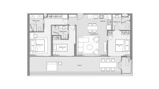 Apartment floor plan, 3 bedrooms in Laguna Seaside No. 11009